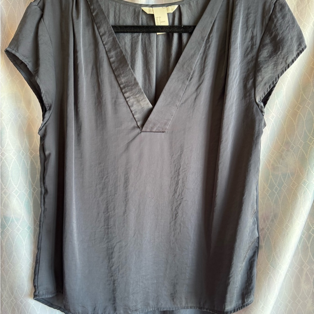 H&M Charcoal V-Neck Blouse